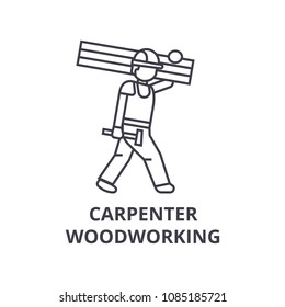 carpetner woodworking vector line icon, sign, illustration on background, editable strokes