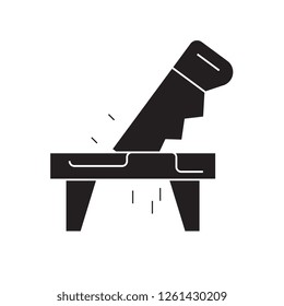 Carpetner working black vector concept icon. Carpetner working flat illustration, sign