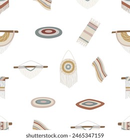 Carpets, dream catcher, boho concept. Seamless pattern for print. Vector illustration in flat modern style.	