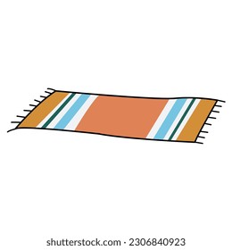 Carpets for floor covering, interior decor, mats with fringed edges, cozy home, Cartoon vector illustration