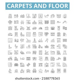 Carpets and floor icons, line symbols, web signs, vector set, isolated illustration