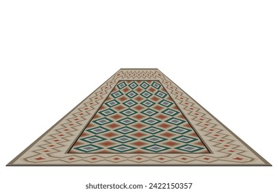 Carpets are laid on the floor in a long, deep direction for placing decorative items in the walkway. light brown carpet