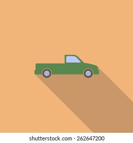 Car,pickup,truck  flat icon. Flat,modern design. Colored image. Long shadow. Vector illustration EPS10