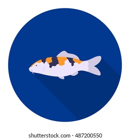 Carp-koi fish icon flat. Singe aquarium fish icon from the sea,ocean life flat.