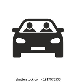 Carpool Icon. Car Sharing. Road Trip. Vector Icon Isolated On White Background.