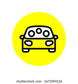 Carpool Icon Outline Style Vector In Yellow Color Perfect For Traffic Signs 