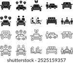 carpool icon set outline and glyph styles