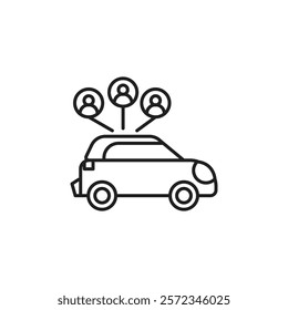 Carpool share icon Vector flat thin line illustration