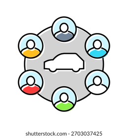 carpooling car share service color icon vector. carpooling car share service sign. isolated symbol illustration