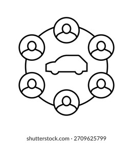 carpooling car share service line icon vector. carpooling car share service sign. isolated contour symbol black illustration
