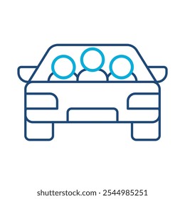 Carpooling Icon – Group in Car, Representing Shared Commute, Environmental Responsibility, and Employee Networking