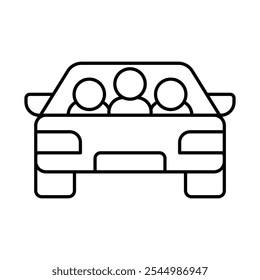 Ícone de Carpooling - Grupo no Carro, Representando Transporte Compartilhado, Responsabilidade Ambiental e Rede de Funcionários