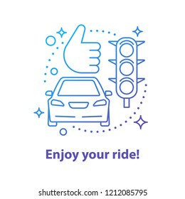 Carpooling service concept icon. Successful ride sharing idea thin line illustration. Driving car. Vector isolated outline drawing