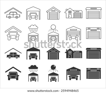 carport icon vector set illustration