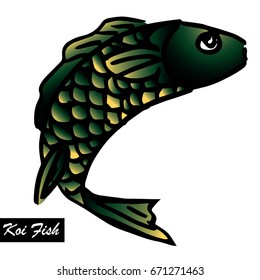 carps fish outline Chinese painting vector. goldfish.