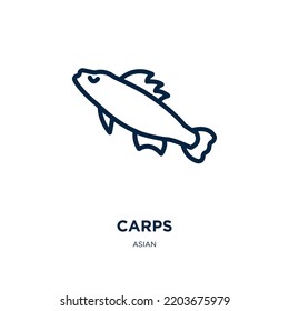 carps icon from asian collection. Thin linear carps, carp, animal outline icon isolated on white background. Line vector carps sign, symbol for web and mobile