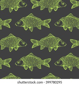 Carp.Vector seamless pattern on a background