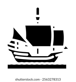 carrack ancient ship glyph icon vector. carrack ancient ship sign. isolated symbol illustration
