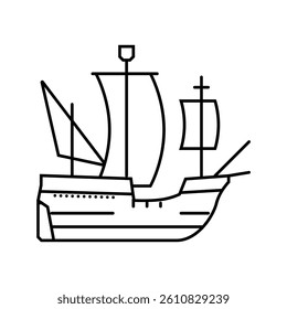 carrack ancient ship line icon vector. carrack ancient ship sign. isolated contour symbol black illustration