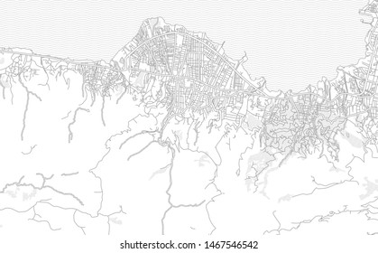 Carrefour, Ouest, Haiti, bright outlined vector map with bigger and minor roads and streets created for infographic backgrounds.