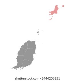 Carriacou and Petite Martinique map, administrative division of Grenada. Vector illustration.