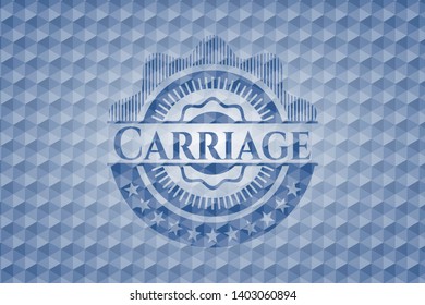 Carriage blue badge with geometric pattern. Vector Illustration. Detailed.