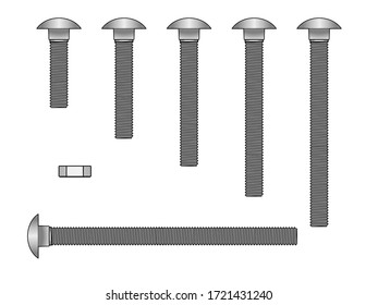 Carriage bolt collection with different lengths