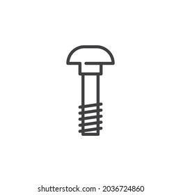 Carriage bolt line icon. linear style sign for mobile concept and web design. Carriage screw outline vector icon. Symbol, logo illustration. Vector graphics