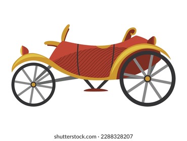 Carriage cartoon. Vintage transport with old wheels. Antique transportation of royal coach, chariot or wagon for traveling. Cab - wedding carriage. Retro cart icon design