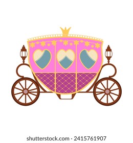 A carriage for Cinderella. Isolated vector illustration. Template for the album, postcard, applique, retro element for the wedding.