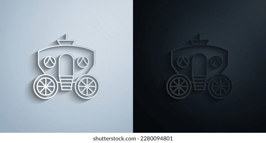 Carriage, fairy tale paper icon with shadow effect vector illuistration design