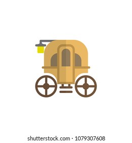 Carriage flat icon, vector sign, colorful pictogram isolated on white. Ancient cart symbol, logo illustration. Flat style design
