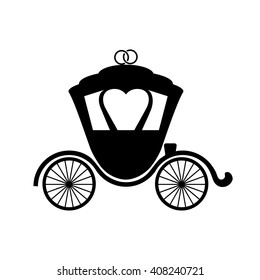 Carriage flat icon.Vector icon,logo,isolated.Modern flat style.Simple design.Vector flat icon.Wedding Logo template.Vintage illustration,brougham.Fabulous Princess transport .Fairytale,holiday symbol