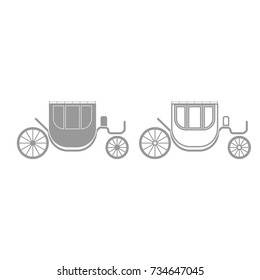 Carriage grey set icon .