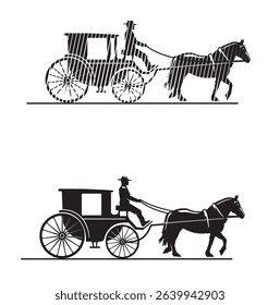 carriage. harness. vector drawing of carriage with horse