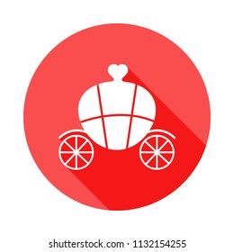 carriage with a heart icon in Flat, Long shadow