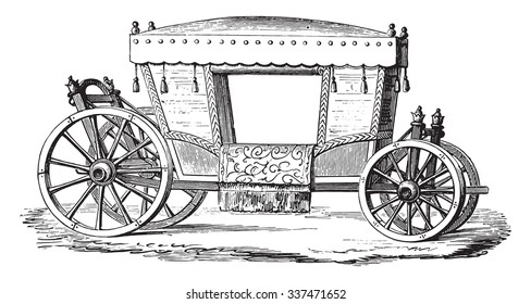 Carriage of Henri IV, vintage engraved illustration. Industrial encyclopedia E.-O. Lami - 1875.
