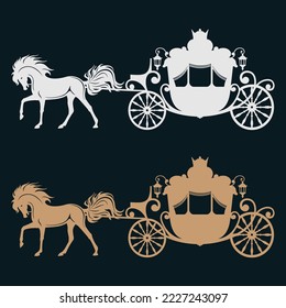 Carriage with horse. Hansom-cab set.