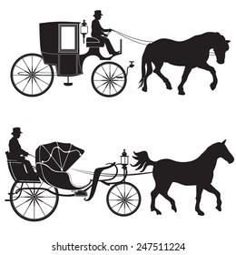 Carriage with horse. Hansom-cab set. 