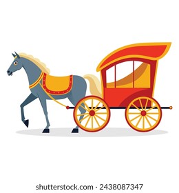 Carriage with horse vehicle Road Transport flat vector illustration