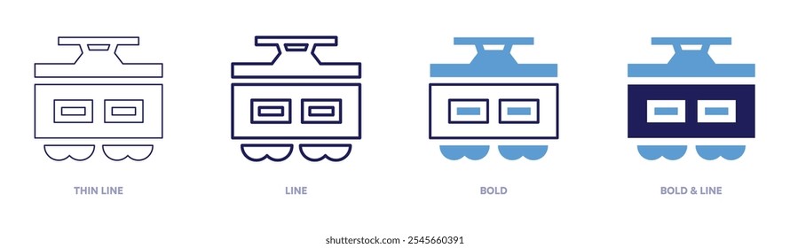 Carriage icon in 4 different styles. Thin Line, Line, Bold, and Bold Line. Duotone style. Editable stroke.