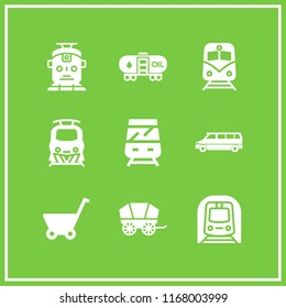 carriage icon. 9 carriage vector set. metro, tank wagon, baby carriage and train icons for web and design about carriage theme