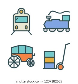 carriage icon set. vector set about train, stroller and chariot icons set.