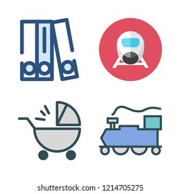carriage icon set. vector set about blinder, train and baby stroller icons set.