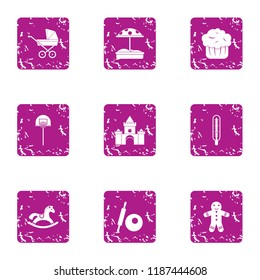 Carriage icons set. Grunge set of 9 carriage vector icons for web isolated on white background