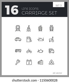 Carriage icons. Set of line icons. Taxi, petrol station, car engine. Transport concept. Vector illustration can be used for topics like transportation, vehicle, travel