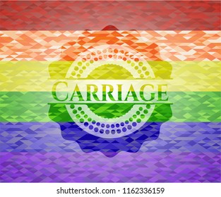 Carriage on mosaic background with the colors of the LGBT flag