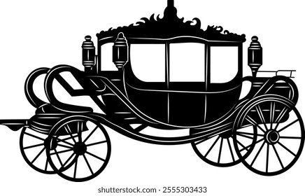 carriage silhouette black on white background, vector