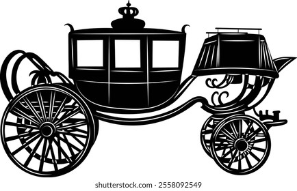 carriage silhouette black on white background, vector