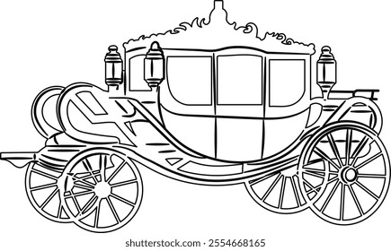 carriage sketch on white background, vector